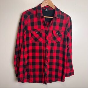 Forever 21 Women’s Red & Black Plaid Flannel Shirt EUC